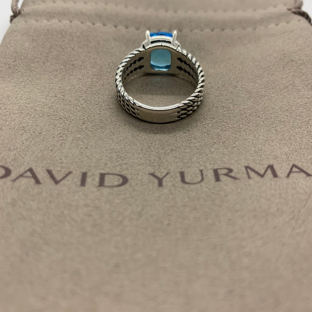 David Yurman Petite Blue Topaz Wheaton Ring Size 7 - Picture 3 of 5
